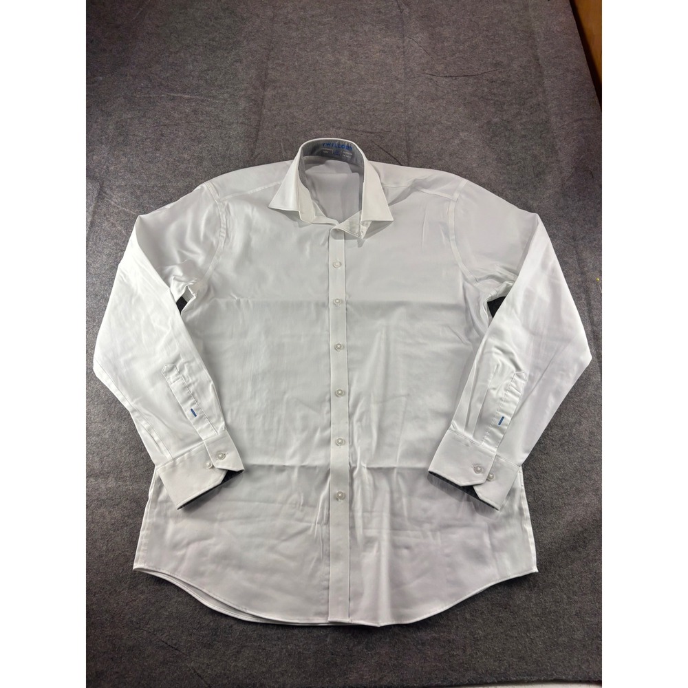 Twillory Mens White Performance Fabric Dress Shirt Tailored Fit 17.5 32/33